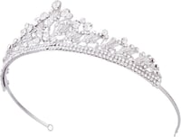 Vofler Kristály Tiara Ezüst Fejdísz - Strasszköves Levél Hajékszer Nőknek, Koszorúslányoknak, Menyasszonyoknak, Születésnapra, Esküvőre, Jel 3