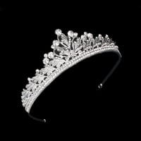 Vofler Kristály Tiara Ezüst Fejdísz - Strasszköves Levél Hajékszer Nőknek, Koszorúslányoknak, Menyasszonyoknak, Születésnapra, Esküvőre, Jel 6