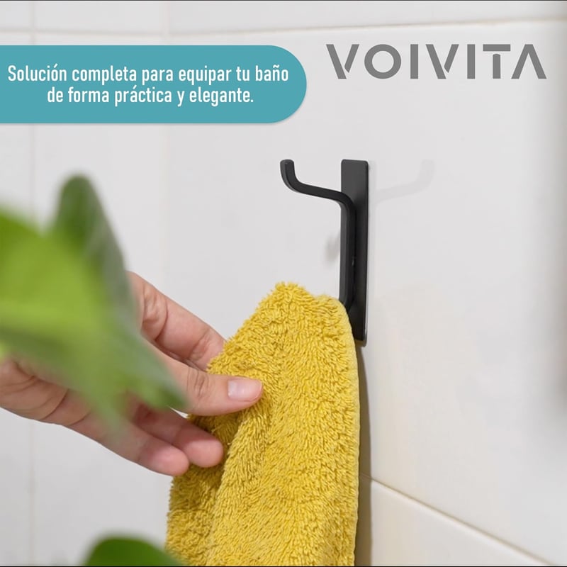 VOIVITA Fürdőszobai Kiegészítő Szett Ezüst - Fúrás Nélküli Törölközőtartó, Akasztó és WC Papír Tartó Pótmatricákkal