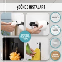 VOIVITA Fürdőszobai Kiegészítő Szett Ezüst - Fúrás Nélküli Törölközőtartó, Akasztó és WC Papír Tartó Pótmatricákkal 4