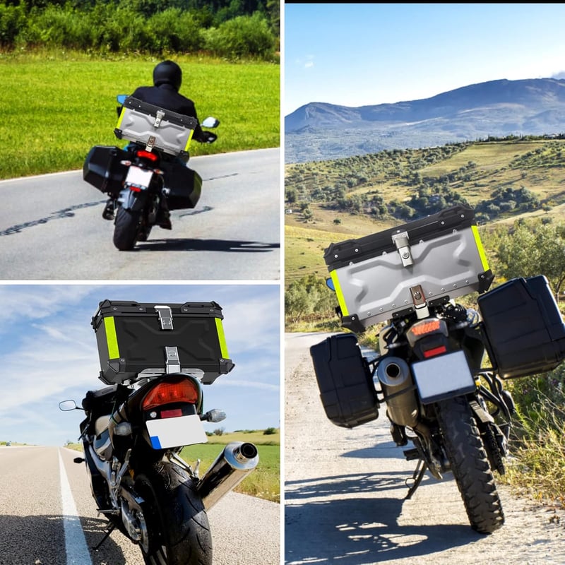 VOKKA 65L Alumínium Motoros Hátsó Doboz - Vízálló, Porálló, Lopásbiztos Túradoboz Robogókhoz, Motorokhoz, Kivehető Béléssel és Háttámlával