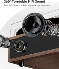 VOKSUN Bluetooth Lemezjátszó Beépített Hangszóróval USB Digitális Kódolóval 3 Sebességes 2