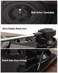VOKSUN Bluetooth Lemezjátszó Beépített Hangszóróval USB Digitális Kódolóval 3 Sebességes 7