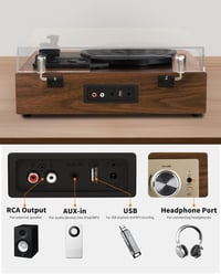 VOKSUN Bluetooth Lemezjátszó Beépített Hangszóróval USB Digitális Kódolóval 3 Sebességes 6