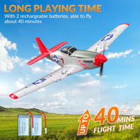 Avion RC VOLANTEXRC P51 Mustang 2,4 GHz – cu stabilizator giroscopic, 2 baterii, pentru începători și copii, gata de zbor 4