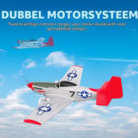 Avion RC VOLANTEXRC P51 Mustang 2,4 GHz – cu stabilizator giroscopic, 2 baterii, pentru începători și copii, gata de zbor 2