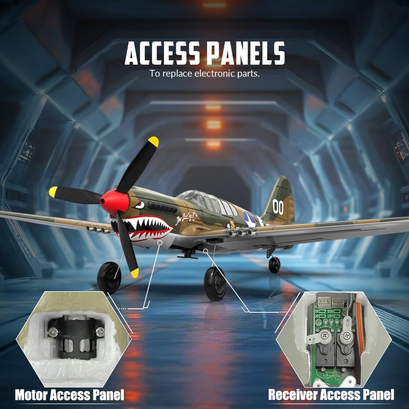 VOLANTEXRC P51 Mustang 2.4GHz RC Repülőgép - Giroszkópos Stabilizálással, 2 Akkumulátorral, Kezdőknek és Gyerekeknek, Repülésre Kész