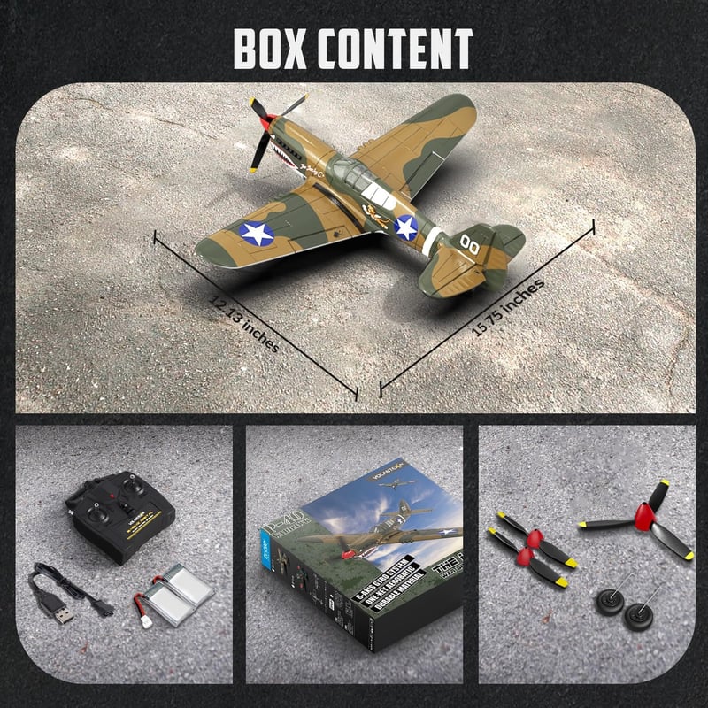 VOLANTEXRC P51 Mustang 2.4GHz RC Repülőgép - Giroszkópos Stabilizálással, 2 Akkumulátorral, Kezdőknek és Gyerekeknek, Repülésre Kész