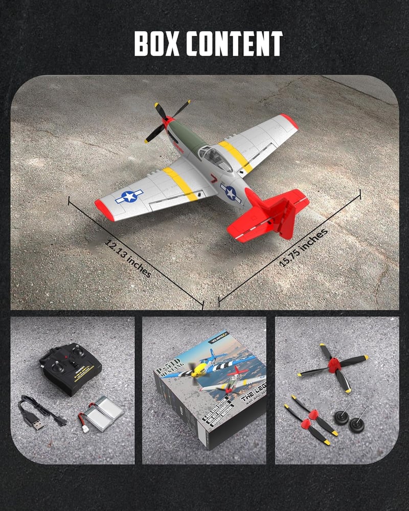 volantexrc P51D Mustang V2 4 csatornás RC repülőgép 2.4GHz RTF kezdőknek