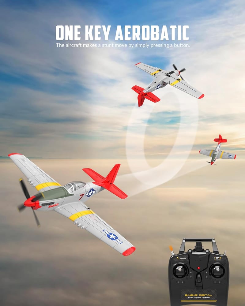 volantexrc P51D Mustang V2 4 csatornás RC repülőgép 2.4GHz RTF kezdőknek