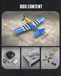 VOLANTEXRC P51D Mustang V2 RTF Távirányítós Repülő - 2.4GHz, 4 Csatornás, USB Töltés, Kezdőknek, Habanyag, 1:72 Méretarány, Akkumulátorral 9