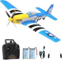 VOLANTEXRC P51D Mustang V2 RTF Távirányítós Repülő - 2.4GHz, 4 Csatornás, USB Töltés, Kezdőknek, Habanyag, 1:72 Méretarány, Akkumulátorral 1
