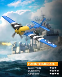 VOLANTEXRC P51D Mustang V2 RTF Távirányítós Repülő - 2.4GHz, 4 Csatornás, USB Töltés, Kezdőknek, Habanyag, 1:72 Méretarány, Akkumulátorral 5