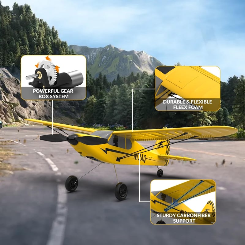 VOLANTEXRC Sport Cub S2 - 3 Csatornás RC Repülő 6-Tengelyes Giroszkóppal - PNP Verzió Kezdőknek, Sárga