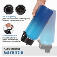 Nerezová termoska Volhoply 1000 ml so slamkou a rukoväťou, dvojstenná vákuovo izolovaná fľaša na vodu, s 2 viečkami, bez BPA, zeleno-modrá 5
