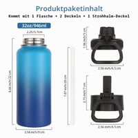 Nerezová termoska Volhoply 1000 ml so slamkou a rukoväťou, dvojstenná vákuovo izolovaná fľaša na vodu, s 2 viečkami, bez BPA, zeleno-modrá 6