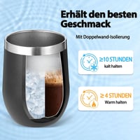 Volhoply 350ml rozsdamentes acél boros pohár fedéllel, vákuum szigetelt termosz pohár fekete 5