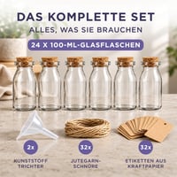 volila 24 bucăți mini sticle de sticlă cu dop - 100 ml sticluțe mici pentru cadouri, decorațiuni de nuntă DIY și depozitare 3