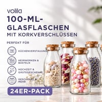 volila 24 bucăți mini sticle de sticlă cu dop - 100 ml sticluțe mici pentru cadouri, decorațiuni de nuntă DIY și depozitare 2