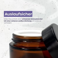 volila Borostyán Üveg Tégelyek Fedéllel (60 ml, 16 db) - Kozmetikai Tárolóedény Krémekhez, Kenőcsökhöz - Újratölthető Üvegtégelyek 6