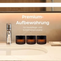 volila Borostyán Üveg Tégelyek Fedéllel (60 ml, 16 db) - Kozmetikai Tárolóedény Krémekhez, Kenőcsökhöz - Újratölthető Üvegtégelyek 4