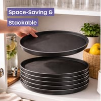 Volila Fekete Kerek Csúszásmentes Tálca - 35 cm, 2 db - Gumírozott Felszolgáló Tálca Ételekhez és Italokhoz - Mosogatógépben Mosható - Partikhoz, Bárokhoz, Éttermekhez 6