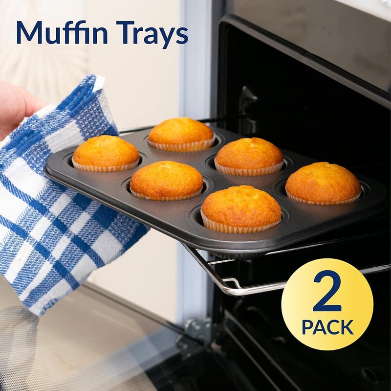 volila Tapadásmentes Muffin Sütőforma Készlet 6 Adagos Cupcake Forma Sütemény Sütéshez 2 Darabos Szett