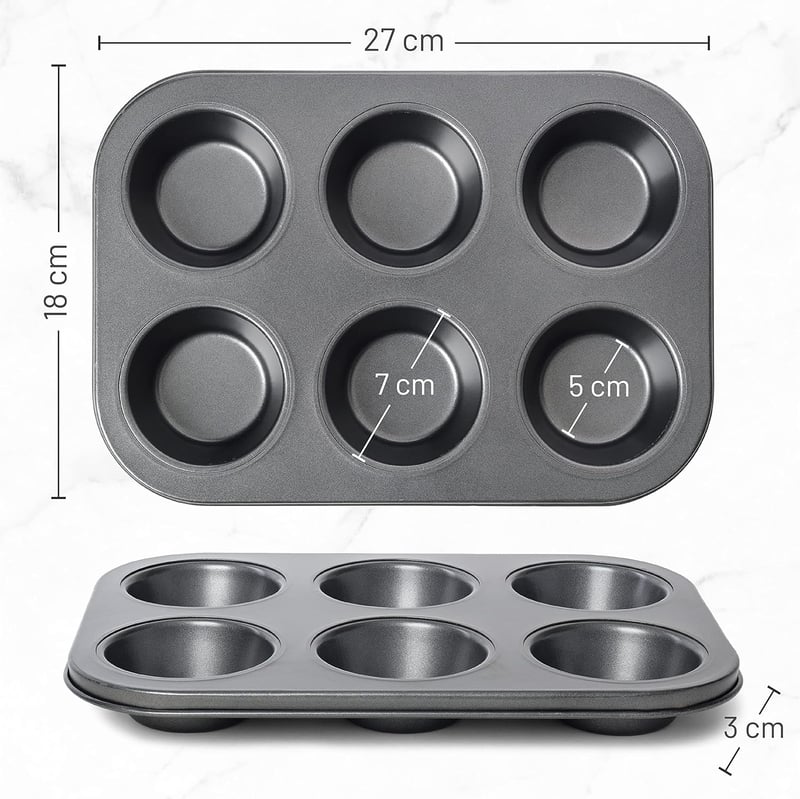 volila Tapadásmentes Muffin Sütőforma Készlet 6 Adagos Cupcake Forma Sütemény Sütéshez 2 Darabos Szett