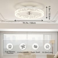 VOLISUN Mennyezeti ventilátor LED világítással, távirányítóval, 50 cm, fehér - 50 cm, White 5