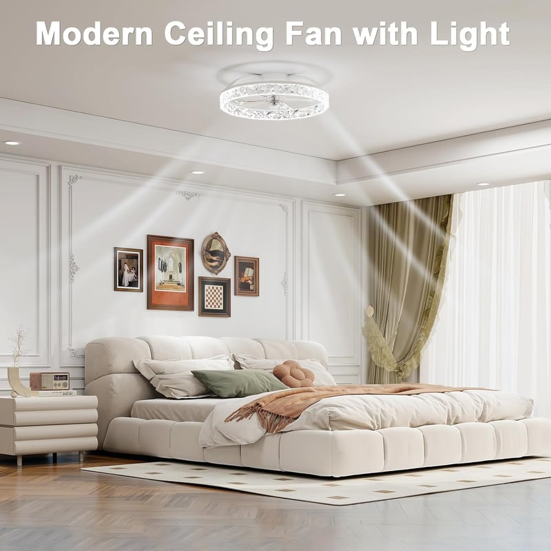 VOLISUN Mennyezeti ventilátor LED világítással, távirányítóval, 50 cm, fehér - 50 cm, White