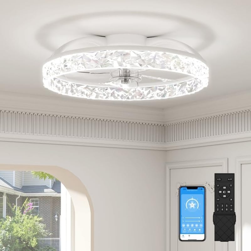 VOLISUN Mennyezeti ventilátor LED világítással, távirányítóval, 50 cm, fehér - 50 cm, White