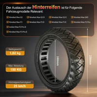 Anvelopă plină VOLOHAS 60/65-6,9 de 10 inchi pentru trotinetă electrică Ninebot Max G2, G2D, G2E, G65, F3, F3 Pro, roată de schimb spate, anvelopă solidă anti-derapantă, fără pană, negru, 1 buc. 3