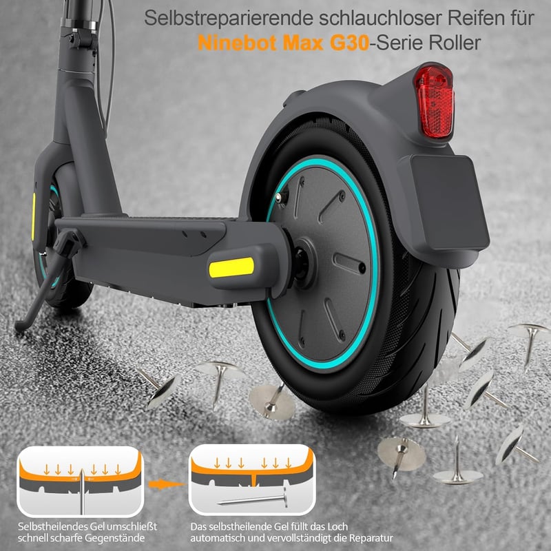 VOLOHAS 60/70-6.5 Tubeless Gumiabroncs Segway Ninebot Max G30 Elektromos Roller 10 Hüvelykes Kerékhez Lyuktűrő