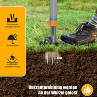 Volticore ručni odstranjivač korova s teleskopskom drškom (98-117 cm), 4 kraka od nehrđajućeg čelika, automatskim povratnim mehanizmom i vrtnom torbom 3