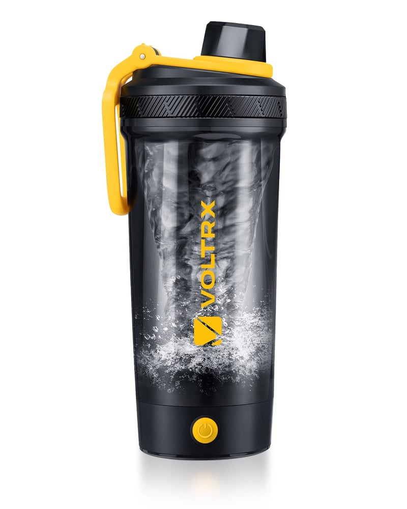 VOLTRX Elektrický proteínový šejker 680 ml – USB-C Nabíjateľná mixovacia fľaša na proteínové šejky, vyrobená z BPA-free Tritanu, žltá