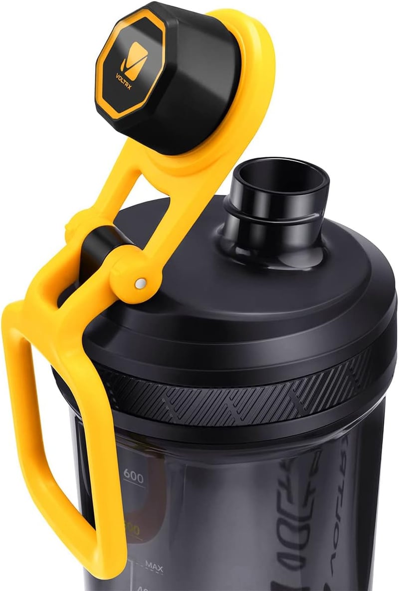 VOLTRX Elektromos Protein Shaker 680ml - USB-C Tölthető Keverőpalack Fehérjeturmixokhoz, BPA-mentes Tritan Anyagból, Sárga