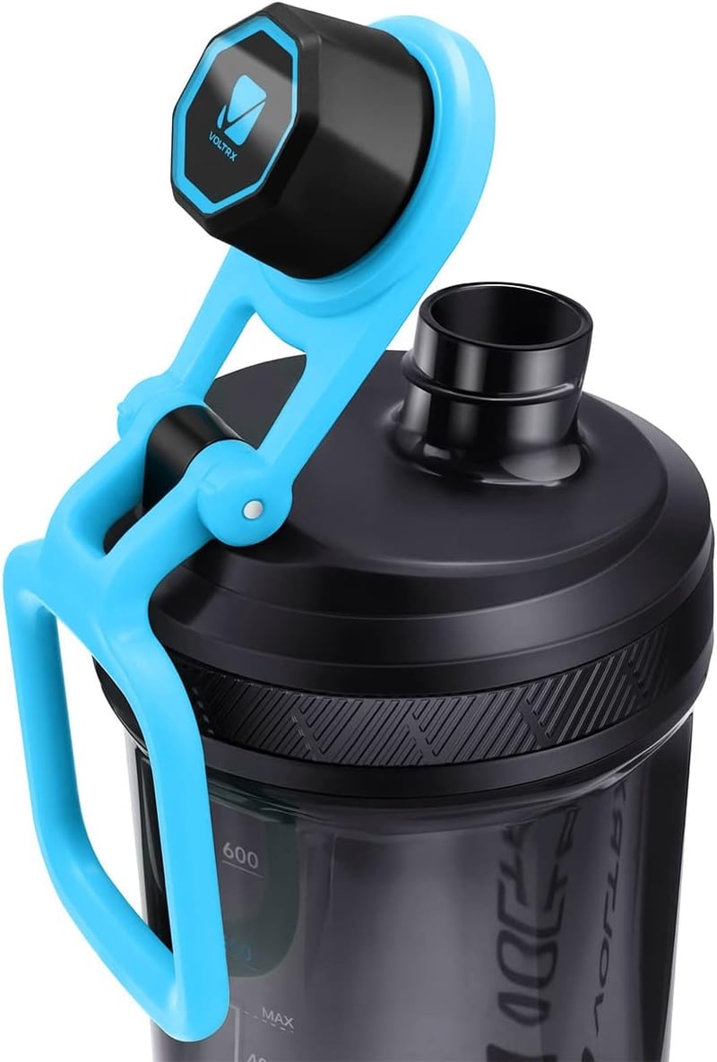 VOLTRX Elektromos Protein Shaker 680ml - USB-C Tölthető Keverőpalack Fehérje és Étkezést Helyettesítő Italokhoz - BPA-mentes Tritan Kék