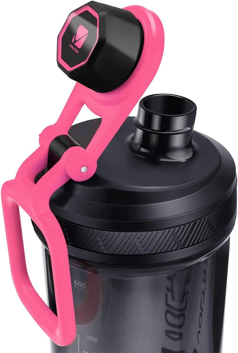 VOLTRX Elektromos Protein Shaker 680ml - USB-C Tölthető Turmixgép Rózsaszín, BPA-mentes Tritan Anyagból, Fehérjeturmixokhoz