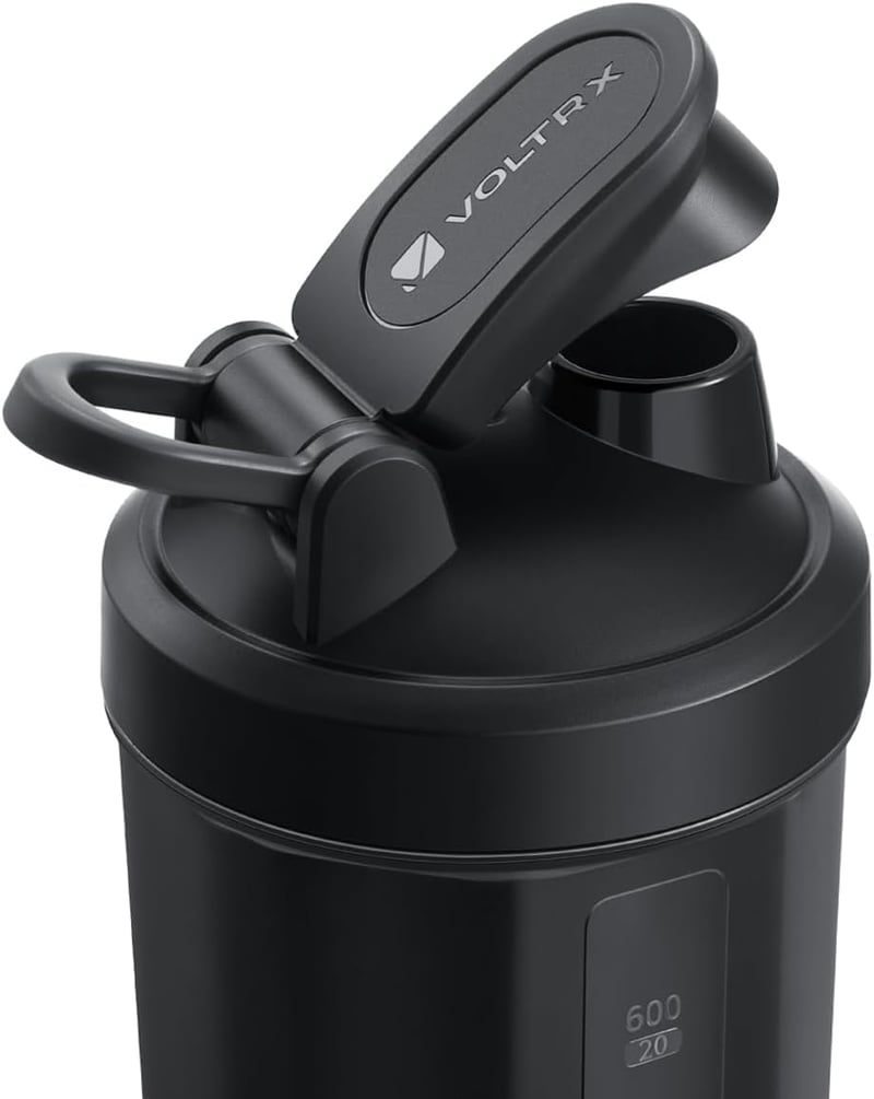 VOLTRX Elektromos Protein Shaker Palack 710ml - USB-C Tölthető Turmixgép Fehérjeitalokhoz, BPA-mentes, Szivárgásmentes, Fekete