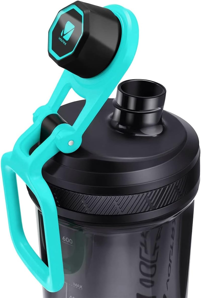 VOLTRX Elektromos Shaker Palack 680ml - USB-C Tölthető Fehérje Turmixgép, BPA-mentes Tritan Anyagból, Protein Shake Keverő, Mentazöld