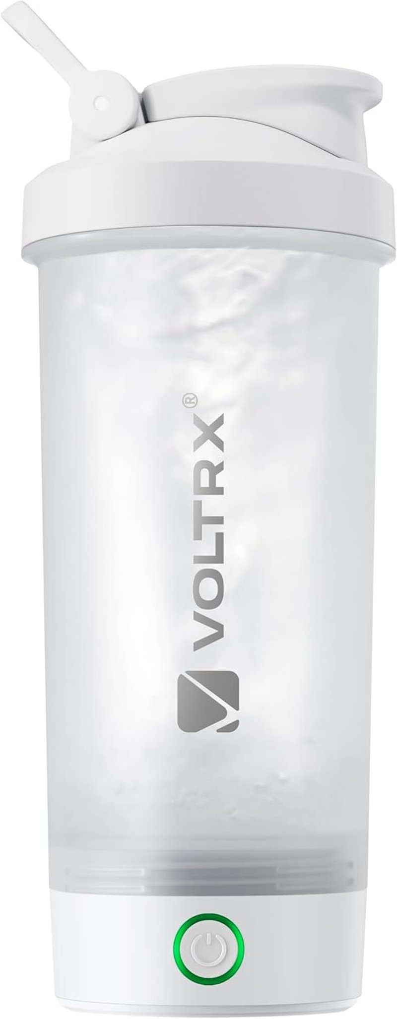 VOLTRX Titanus USB-C Elektromos Protein Shaker 710ml - Újratölthető Fehér Turmixgép Fehérjeitalokhoz, Szivárgásmentes BPA-mentes Keverőpalac