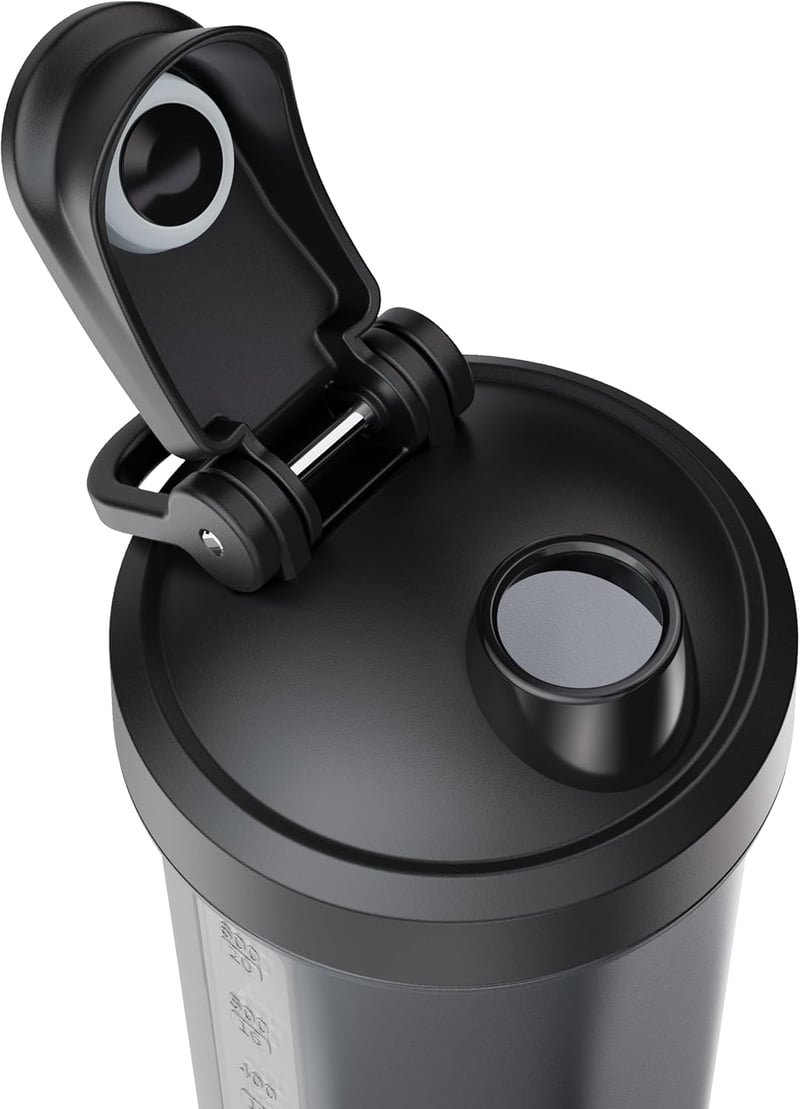 VOLTRX Titanus USB-C Elektromos Protein Shaker 710ml - Újratölthető Fehér Turmixgép Fehérjeitalokhoz, Szivárgásmentes BPA-mentes Keverőpalac