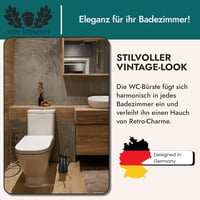 Perie de toaletă vintage VON STEINEICH cu suport metalic, decor retro de baie din oțel inoxidabil negru - Negru mat 2