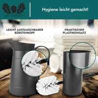 Perie de toaletă vintage VON STEINEICH cu suport metalic, decor retro de baie din oțel inoxidabil negru - Negru mat 4
