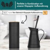 Perie de toaletă vintage VON STEINEICH cu suport metalic, decor retro de baie din oțel inoxidabil negru - Negru mat 7
