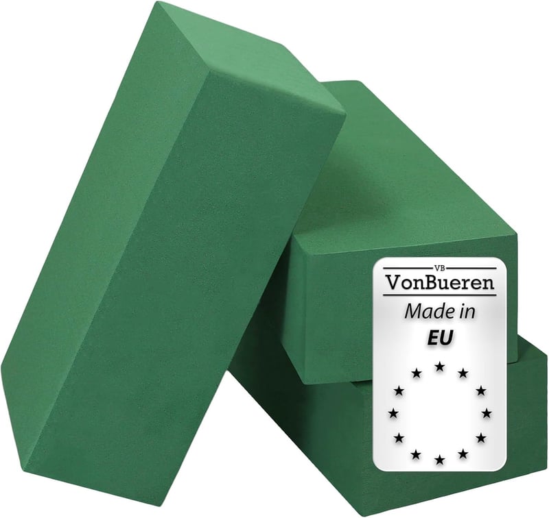 VonBueren 3x virághabszivacsok nedves 23x11x7,5cm kézműves virágdekorációhoz