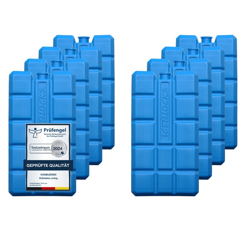 Chladiaca vložka VonBueren do chladiacich tašiek a boxov – 8 ks, 12-hodinové chladenie, cca 200 g/ks, 8,1 x 15,2 x 2,2 cm, modrá
