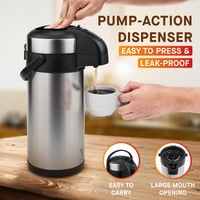 Termos cu Pompă Vondior Airpot, 5 Litri – Carafă de Cafea Izolată din Oțel Inoxidabil, Dozator de Băuturi pentru Petreceri 3