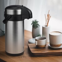 Termos cu Pompă Vondior Airpot, 5 Litri – Carafă de Cafea Izolată din Oțel Inoxidabil, Dozator de Băuturi pentru Petreceri 6