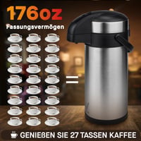 Termos cu Pompă Vondior Airpot, 5 Litri – Carafă de Cafea Izolată din Oțel Inoxidabil, Dozator de Băuturi pentru Petreceri 4